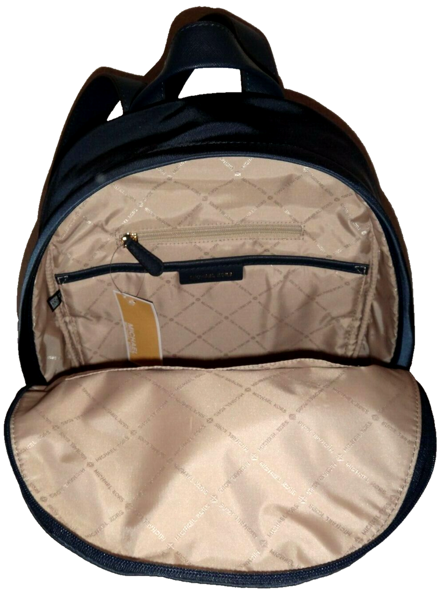 MICHAEL KORS Morgan MK MD Backpack Navy Blue Nylon Saffiano