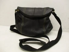The Sak Deena Purse Fold Over Flap Crossbody Pebbled Black Leather