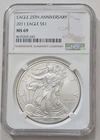 2011 SILVER EAGLE 25TH ANNIVERSARY EAGLE S$1 SILVER COIN SKU 8670350-243