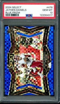 Jayden Daniels 2024 Panini Select Field Level #476 Blue Prizm /75 (RC)