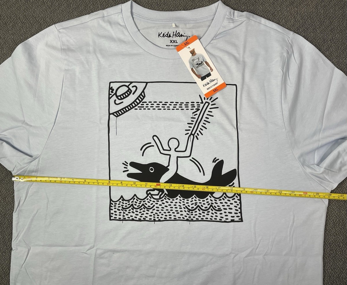 Keith Haring Mens XXL Blue Graphic Tee 