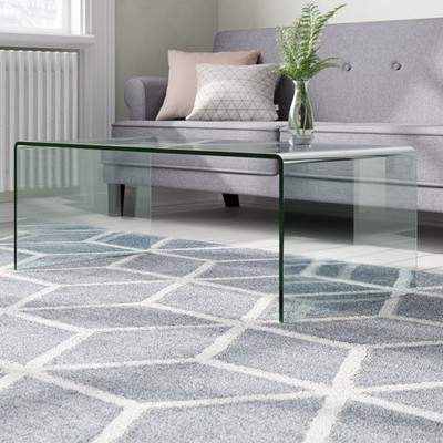 Premium gebogener Couchtisch aus gehärtetem Kristallglas (100 x 55 x 35,5 cm)