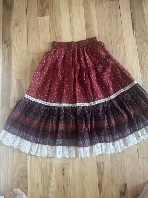 vintage floral tiered prairie skirt