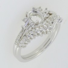 MTO Sterling Silver Semi Mount Ring Setting Oval OV 7X5mm White Topaz sz 8