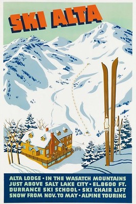 366243 Ski Alta Lodge Vintage Travel Art Decor Wall Print Poster