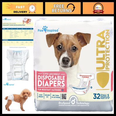 Disposable Dog Diapers for Female Dogs | 32ct Ultra Protection for Heat & Incont