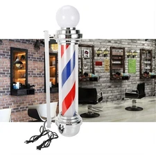 Barber Shop Pole Rotating Light Hair Salon Red/Blue/ White LED Stripes Sign Lamp
