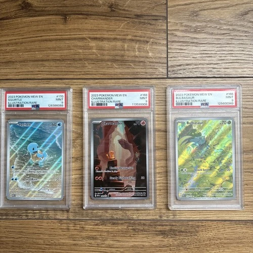 ENGLISH PSA 9 Bulbasaur Charmander Squirtle SET 166 168 170 AR 2023 pokemon 151