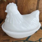 Vintage Hazel-Atlas Milk Glass Hen on Nest 4.5" Trinket Dish Platonite