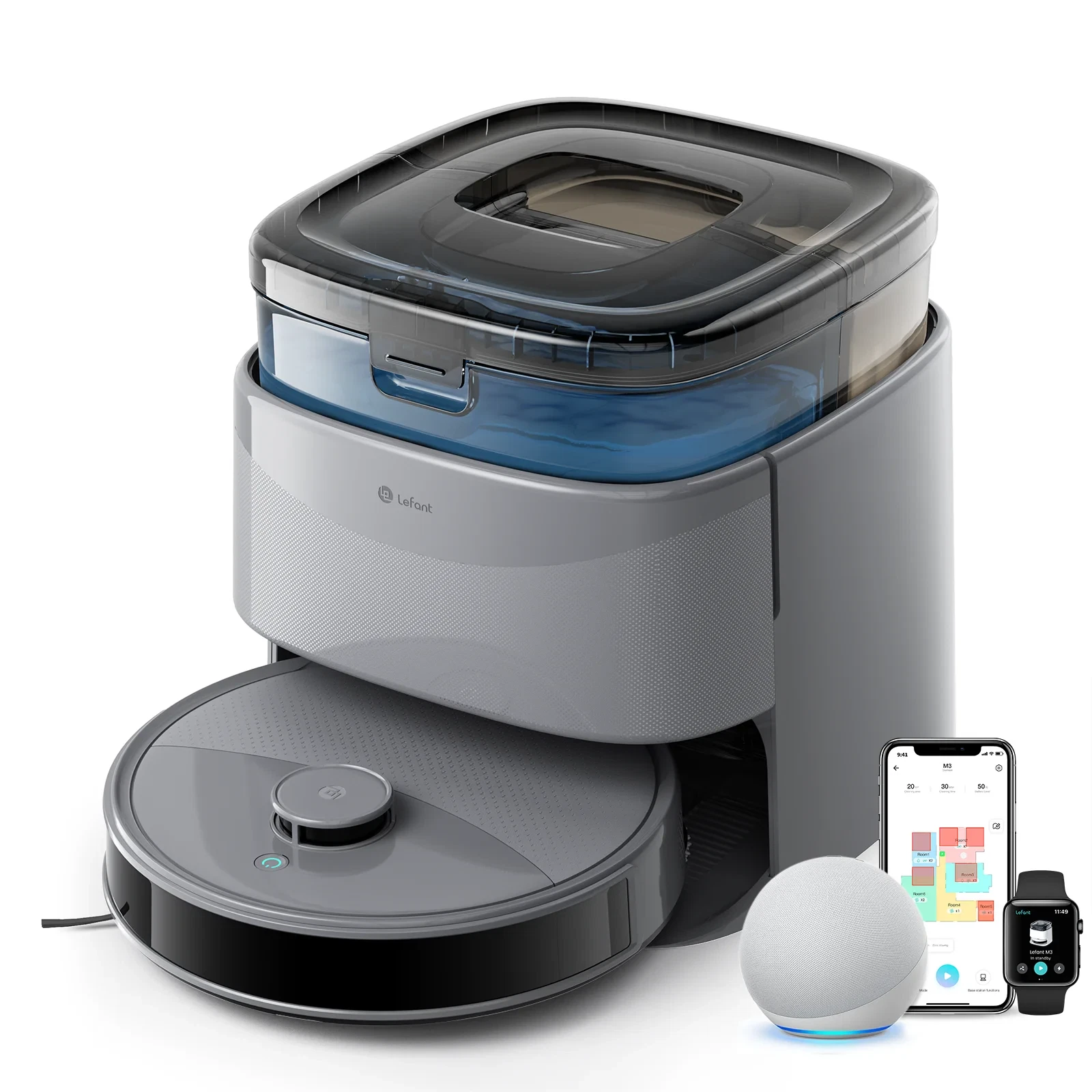 M3 Max Robot Vacuum, Robot Vacuum and Mop, 20000Pa Suction, Anti-Tangle Brushes,