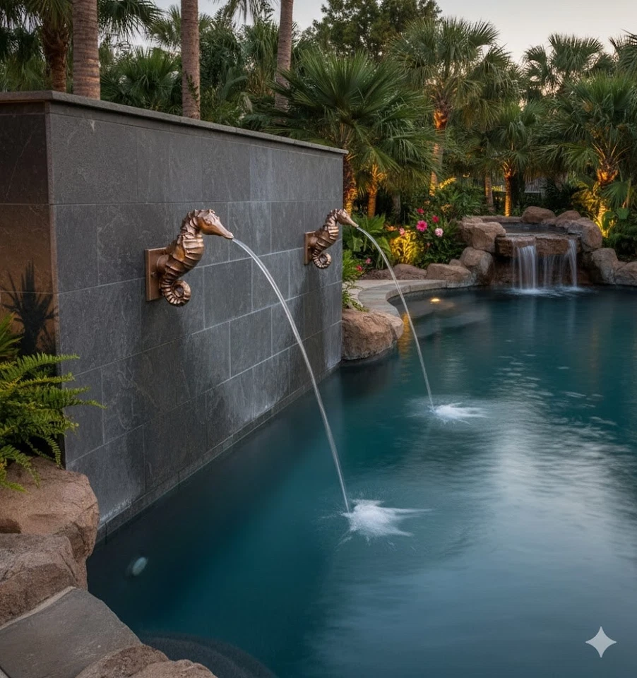 Seepferdchen Überlauf - Luxus transparenter Abstieg Scupper Wasserspiel - Bild 2 von 4