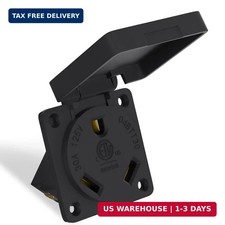 30Amp RV/EV Power Outlet NEMA TT-30R with Cover, 125/250Volt 2 Pole 3Wire, Weath