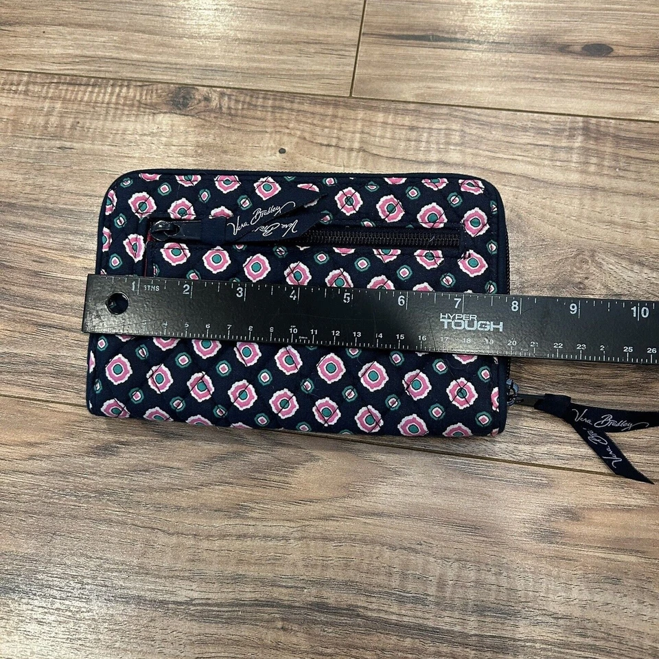 NWOT Vera Bradley Petal Paisley Quilted Turn Lock Zip Wallet Blue & Pink - Image 4 of 4