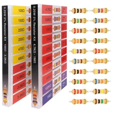 EEEEE 1 Ohm-1M Ohm with 1% Metal Film Resistor Assortment Kit and Color coded 
