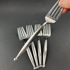 Lot of 5 Farberware Dot Salad Dessert Forks Stainless Steel