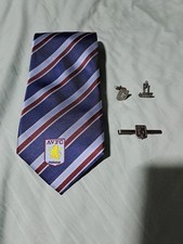 Aston Villa FC Tie + Tie Clip + Cuff Links X2 Set (Unworn) New Official Merch
