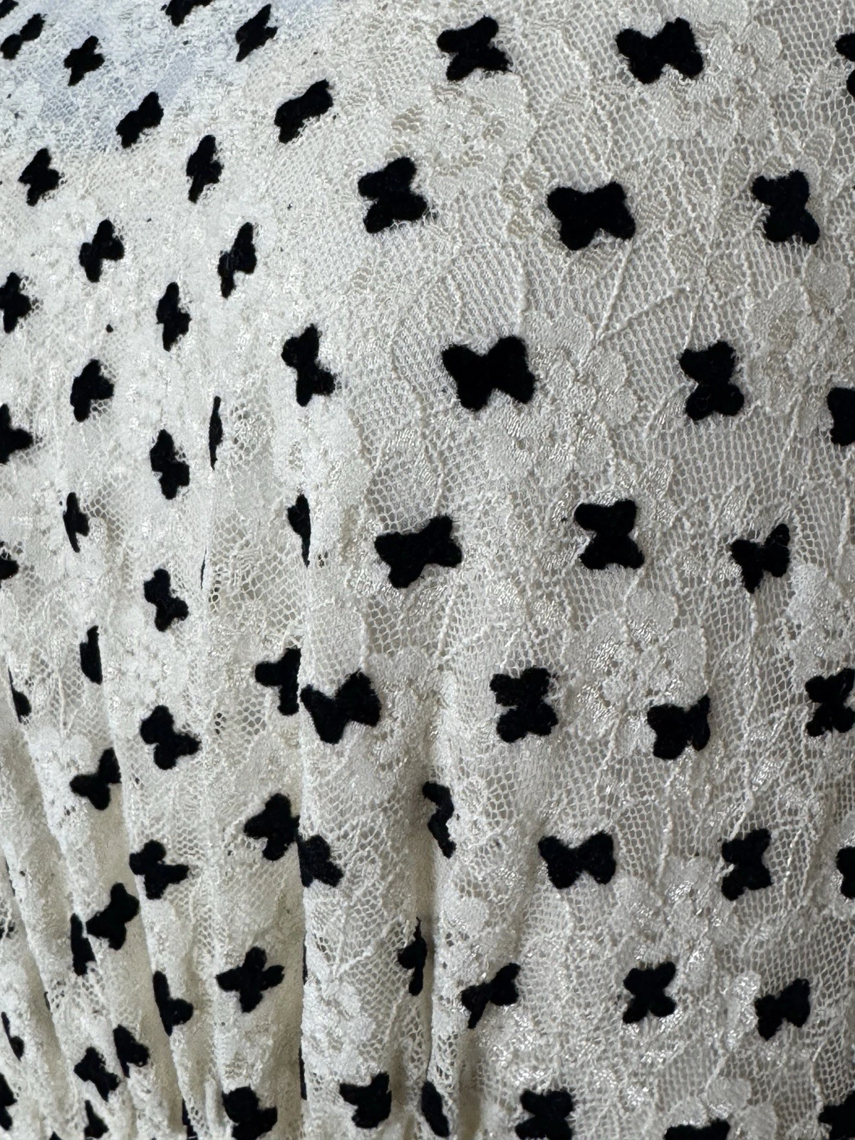 OFF WHITE FREE PEOPLE Sheer Delight minidress boho pizzo donna medio bianco sporco fiocco velluto