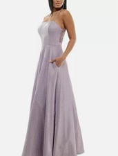 City StudiosJuniors Sleeveless Glitter Lace-Back Evening Dress. 5/6