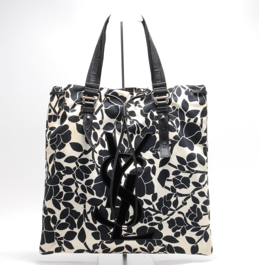 Borsa Yves Saint Laurent tote logo Kahara tela fiore