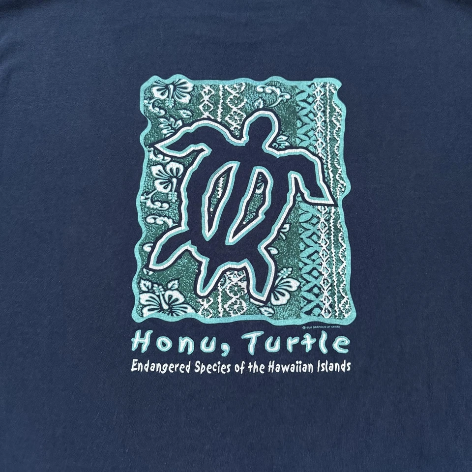 Винтажная гавайская рубашка с зеленой морской черепахой мужская L Honu графика искусство серфинга - Изображение 2 из 4