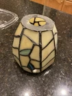 Vtg Tiffany Style Stained Glass Beige Green Leaf Small Pendant Light Lamp Shade