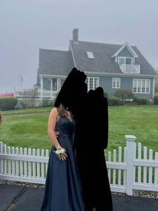 Navy Satin Sleeveless Floor-Length Bridesmaid Dress Open Back Crisscross