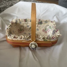 Longaberger Mothers Day Early Blossoms Basket Combo With Tie On Liner Protector