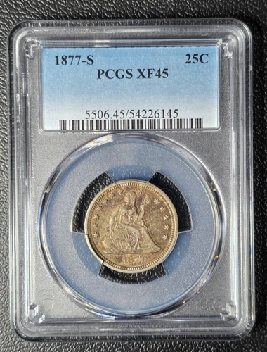 1877-S Seated Liberty Quarter PCGS Graded Silver 25C Coin San Francisco CW2089