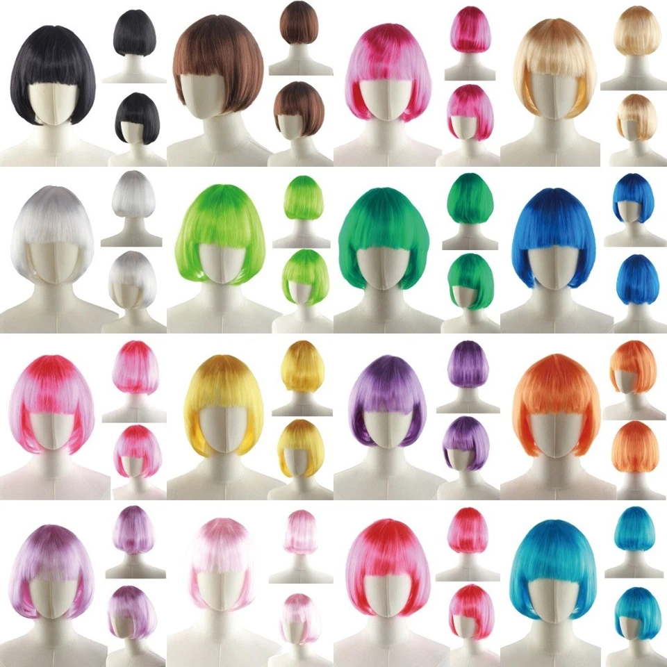 Peruca Bob Feminina Bonita Perucas Curtas Bob Moda Natural Halloween Cosplay Anime Peruca - Imagem 2 de 4