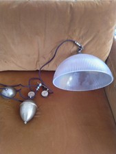 Berliner Zug-Pendel Deckenlampe großer Glasschirm Messing bronzefarbig wie neu