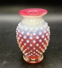 Vintage Fenton Cranberry Opalescent Hobnail Glass Vase