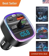 Fast Charging Bluetooth 5.4 FM Transmitter Car Adapter with Noise Cancellation