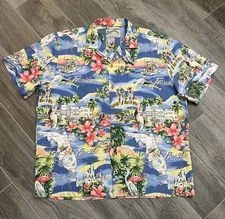 Vintage Paradise Found Hawaiian Button Up Shirt Mens Size XL Camp Rayon FLORIDA
