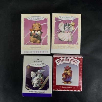Vtg Keepsake Hallmark A Purr-fect Princess, Cupid Cameron Mix Ornaments Lot of 4