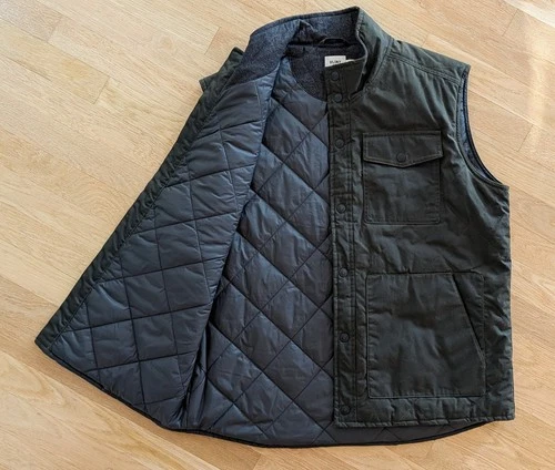 Flint and Tinder Men's Quilted Waxed Vest Dark Green Huckberry Large Insulated image 4