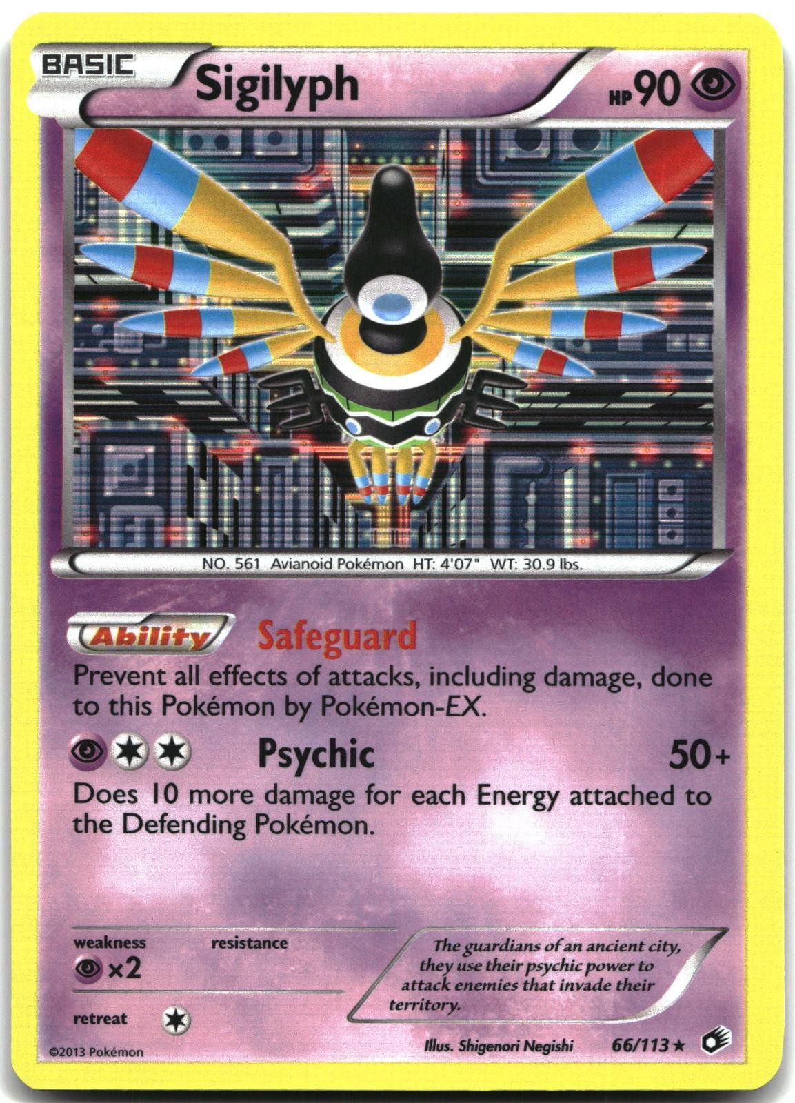 Sigilyph 66/113 Holo Rare Legendary Treasures Pokemon Lightly Played