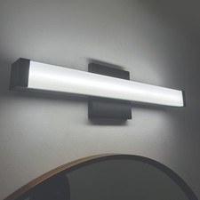 18"LED Dimmable Selectable Lumen Matte Black Vanity Light w/ Polycarbonate Shade