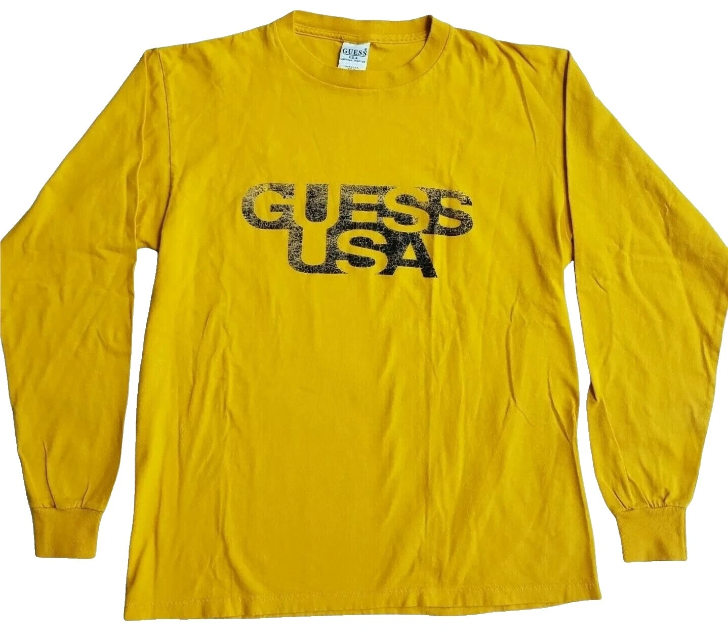 GUESS Cotton Long Sleeve Solid T-Shirts for Men