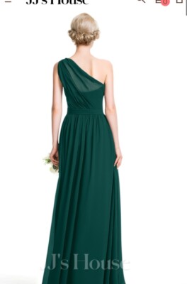 JJs House Sz 10 Green Chiffon One Shoulder Bridesmaid Dress LONG | eBay