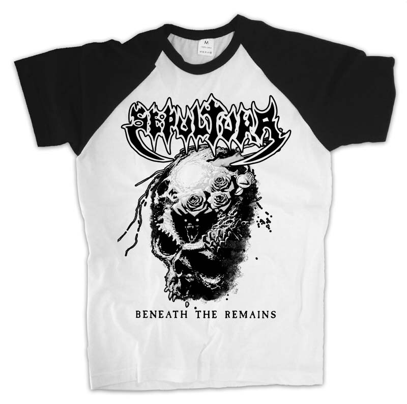 Sepultura Beneath The Remains T shirt Raglan BLACK WHITE Grind Core