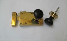 SOLID BRASS OLD ENGLISH VINTAGE BATHROOM BEDROOM RIM DOOR KNOB LATCH LOCK SET