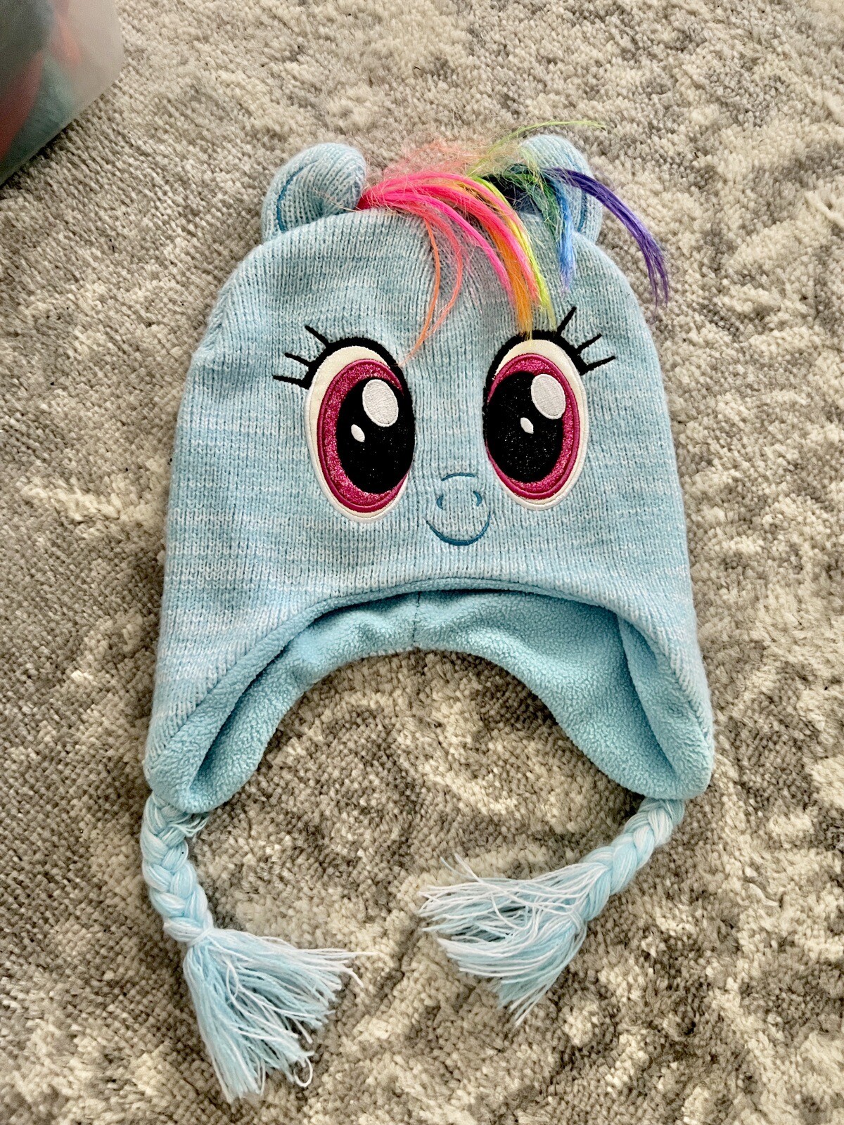 Cappello My Little Pony in maglia Beanie Trapper cruscotto arcobaleno paraorecchie foderato in pile