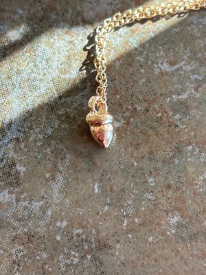 Gold Tone Acorn Necklace Gold Plated 6  Cable Chain.  Petite Acorn, Great Gift