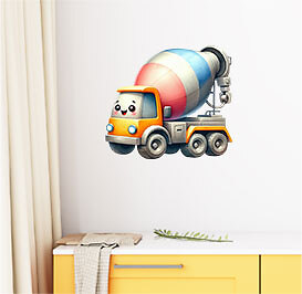 Bunte Cartoon LKW Kinder Wandkunst Schlafzimmer Auto Vinyl Aufkleber Abziehbild 6 Größen - Bild 5 von 7
