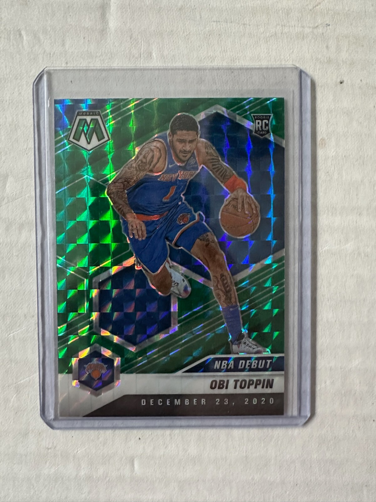 2020-21 Panini Mosaic NBA Debut Obi Toppin RC #273 Reactive Green Prizm Rookie