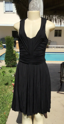 ETRO STRETCH SEMI SHEER GATHER DETAIL SLEEVELESS CASUAL DRESS Sz 4 MADE IN ITALY