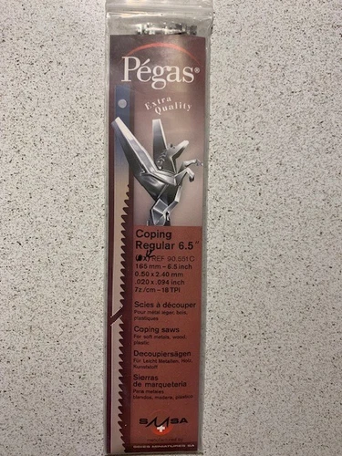 Pegas Coping Saw Blades Regular 6.5" TPI 20, (12 blades)