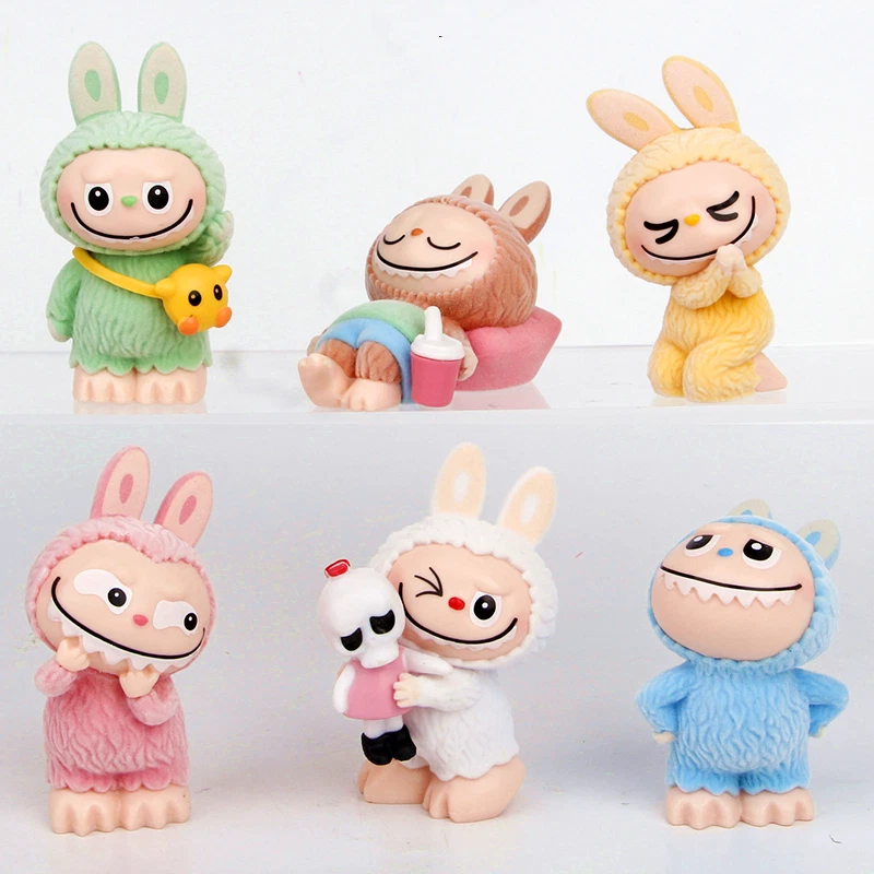 6pcs Labubu Cute Monster Cake Decor Topper Collection Action Figures Toy