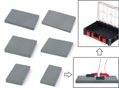 Tool box Foam Cut and Peel Customisable Foam Sheets Inserts Organiser Grey