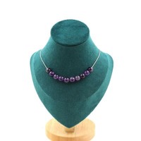 Halskette 10 Amethyst Perlen 8 Mm. Halskette Aus Edelstahl FüR Damen